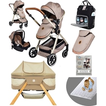 Baby Home Yeni Doğan 9 In 1 Full Takım 990 Travel Sistem Bebek Arabası Angel Sepet Anne Yanı Beşik Kahverengi