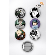 Anime Karizma Rakipler Levi Toji Light Sasuke Çanta Süsü Rozet İğneli Buton Rozet Seti 58 Mm 6'lı Çok Renkli
