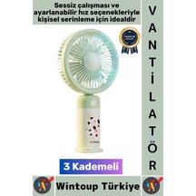 Vantilatör Kompakt Sessiz Yoğun Üfleme Stantlı 3 Kademeli Şarjlı Mini El Masa Üstü Fanı Vantilatör