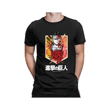 Noıssey Kırmızı Etiket Gala Titan Anime T-shirt Erkekler Model751 17102 Siyah
