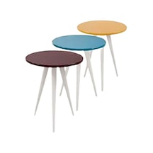 Zigon 3 Ayak Parlak 3 Renk Model Sehpa Kayın Torna Retro Ayak Mdf Tabla Kutuda Sevk El Yapım