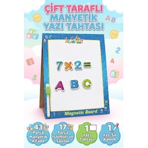 Çift Taraflı Manyetik Yazı Tahtası 43 Parça Eğitici Magnet Harfler 17 Parça Sayılar Oyun Seti