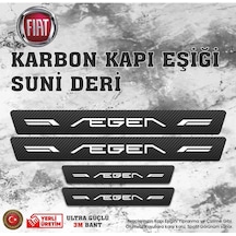 Egea Uyumlu Deri Karbon Kapı Eşiği Koruyucu Bant 4 Adet