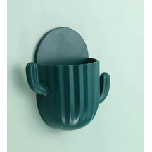 Diş Fırçası Tutucu Ev Duvar Kendinden Yapışkanlı Dikişsiz Kaktüs Depolama Rafı Tıraş Makinesi Organizatör Drenaj Raf Banyo Aksesuarları Mavi