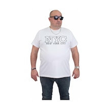 Moc Grande Mocgrande Erkek Büyük Beden Sıfır Yaka Tişört Nyc 24133 Beyaz-Beyaz