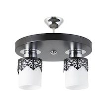 Ikili Modern Spor Model Yuvarlak Tepsi Taclı Siyah Avize