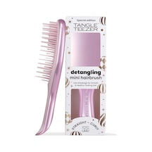 Mini Ultimate Detangler Chrome Saç Açıcı Fırça Islak Ve Kuru Saçlar İçin Satin Pink Patentli Çift Katmanlı Diş Teknolojisi Seyahat Boyu