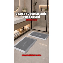 2 Adet 40x60 Ekstra Kalın Su Emici Kaymaz Taban Banyo Paspası Seti Mutfak Tezgah Önü Paspas - Muadillerinden Farklı Gri