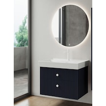 Denko Marsilya 80 Cm Mat Lacivert Banyo Dolabı Takımı Antrasit