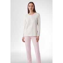 Mecit Pijama Mecit 6361 Pembe Pamuk Büyük Beden Kadın Pijama Takımı