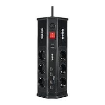 S-link Prz03 Prizhive 3 Metre 630 Joule 3x1.5mm 2xusb 2xtype C 2.4a/5v 250v 16a/3860w 6 Lı Akım Ve Çocuk Korumalı Priz, 16a Sigortalı Yıldırım Korumalı Priz