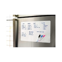 Dünya Magnet Magnetli Kalemli Buzdolabı Notluk 50x60 Cm - Magnet Planlayıcı Buzdolabı Not Panosu + 2 Kalem 1bw-beyaz