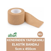 5cm Kendinden Yapışkanlı Elastik Bandaj, Kohesiv Bandaj 5cm X 4.5m Spor, Bilek, Ayak Bileği, Veteriner Bandajı Bej