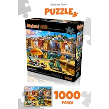 1000 Parça Seaside Town Puzzle - Kasabada Sahil Manzarası Sahil Kasabası Yapboz 68x48 Cm