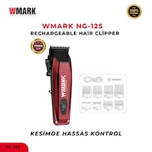 Wmark Ng-125 Şarjlı Kırmızı Saç Kesme Makinesi 7500 Rpm 2000 Mah Ayarlanabilir Profesyonel Clipper 3 saat