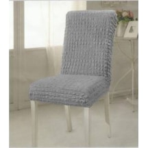 Bürümcük Likralı Sandalye Kılıfı Gri 6 Adet