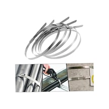 12 Adet Metal Paslanmaz Cırt Kelepçe 4.6x250 Mm Çelik Kablo Zip Bağı Çok Amaçlı Metal Bağlama Gri