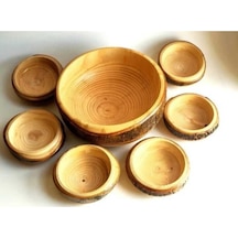 İskilip Oymacılık Ahşap Çerezlik - Kabuklu Doğal Ahşap Çerez Takımı- Wooden Cookie Set