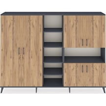 Arges Dolap 13 Raflı 6 Kapaklı 220x30x163 Antrasit-çam/antrasit Atlas Çam/antrasıt - Antrasıt