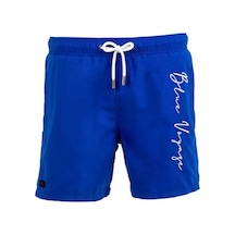 Miami Beach Saks Mavi Su İtici Özellikli Blue Voyage Nakışlı Erkek Plaj Deniz Şort Mayo - 303-saks 001