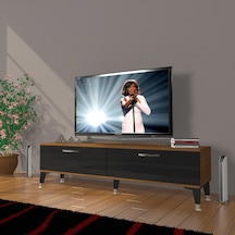 Decoraktiv Eko 140 Slm Std Silver Tv Ünitesi Tv Sehpası - Parlak Beyaz Ceviz - Siyah