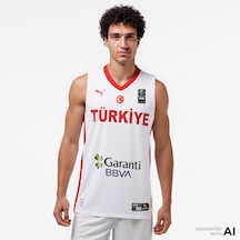 Puma Turkey V-neck Game Jersey Erkek Beyaz Basketbol Forması 606606