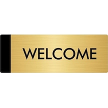 Metal Yönlendirme Levhası, Departman Kapı Isimliği Welcome 5x20 Cm Altın Renk