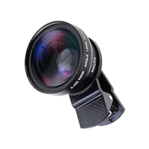 Ayrex 2'si 1 Arada Klipsli Telefon Kamera Lensi 0.45x Ultra Geniş Açı 10x Makro 37mm Evrensel 49mm Uv Port Siyah