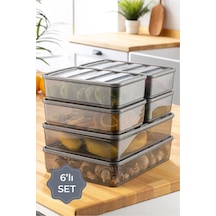 Vienev 6lı Bella Buzdolabı Düzenleyici Antrasit 2x 3,5 Litre 4x 1,75 Litre Çok Renkli