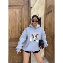 Startmore Sus Baskılı Kapişonlu Sweatshırt Gri
