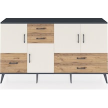 Arges Konsol 4 Raflı 5 Çekmeceli 4 Kapaklı 176x30x99 Antrasit-aytaşı/çam Aytası/atlas Çam - Antrasıt