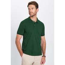 Tudors Erkek Slim Fit Dar Kesim Pamuklu Yumuşak Dokulu Serin Tutan Kumaş Düz Pike Haki Polo Yaka Tişört-31691 Haki