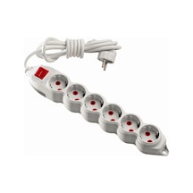 Mono Orion 6'lı Anahtarlı Topraklı Grup Priz 2 Metre (3x1) Beyaz
