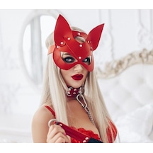 Hintohu Fantasy Leather Cat Girl Mask Deri Kedi Kız Maskesi