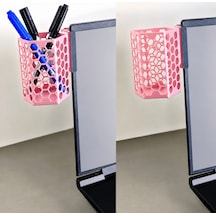 3d Baskı Monitor Kalemlik - Petek Desenli Laptop Kenar Altıgen Kalemlik-pembe Çok Renkli