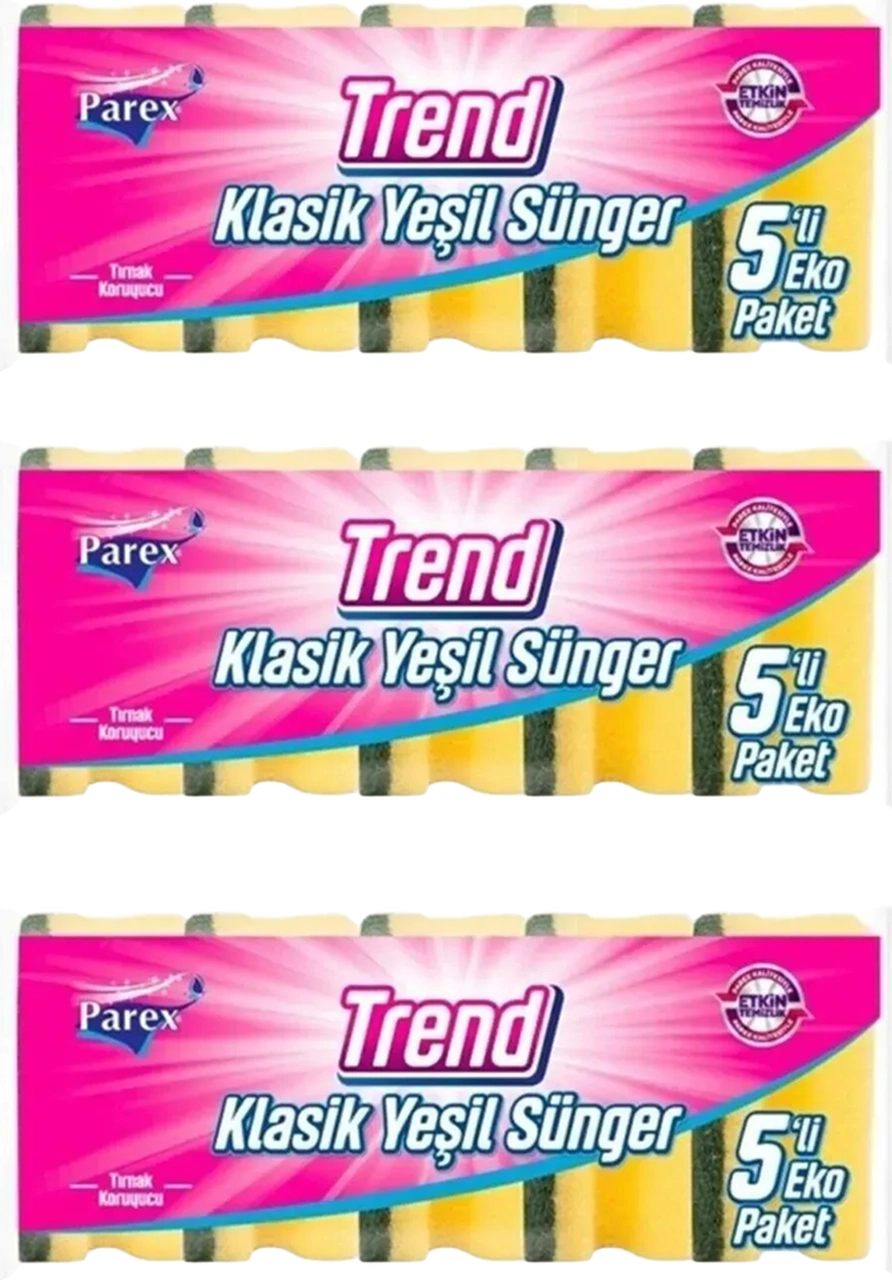 Trend Klasik Oluklu 5'li Sünger Üçlü Paket