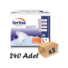 Lorina Tekstil Yüzeyli Bel Bantlı Yetişkin Hasta Bezi L 30'Lu 8 Paket 240 Adet