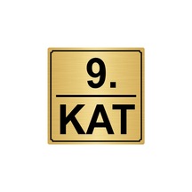 9.Kat 20Cmx20Cm Metal Yönlendirme Levhası Altın Renk Metal