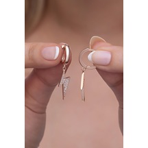 Nereze 925 Ayar Gümüş Sallantılı 10 Mm Tamtur Şimşek Küpe