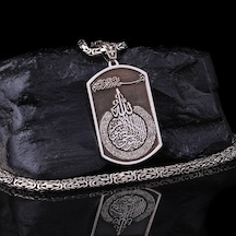 Takılingo 925 Ayar Gümüş Kral Zincirli Ayet-el Kürsi Yazılı Erkek Kolye Gümüş