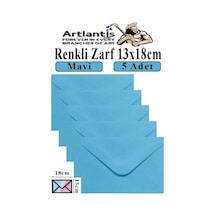 Renkli Zarf 13x18 Cm 5 Adet Renkli Mektup Zarfı Renkli Davetiye Zarfı Kartpostal Çekiliş Hediye Zarfı Mavi