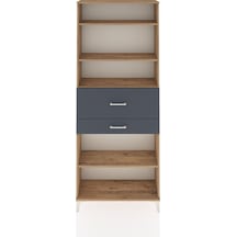 Arges Dolap 4 Raflı 2 Çekmeceli 88x30x221 Çam-antrasit Atlas Çam