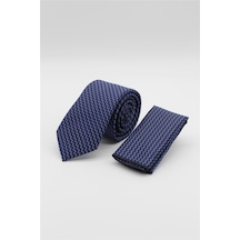 İmza Lacivert - Mavi Desenli 6 Cm Kravat 1090255119