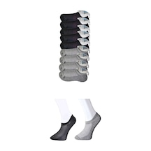 Siyah ve Gri Erkek Görünmez Çorap 9 çift Siyah