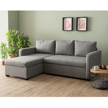 Pafu Kado Yataklı Köşe Koltuk Takımı - Keten Açık Gri Açık Gri