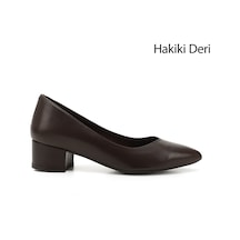 Gönderi(R) Gönderi R Kadın Kahve Antik Kısa Kalın Topuklu Hakiki Deri Ayakkabı Gdza13425172 Kahve