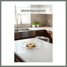 Bezos Şeffaf Akrilik Kek Fanusu Ve Servis Seti 33 X 39 X 14 Cm 4 Parça Mmbz