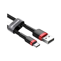Pazly Android Uyumlu Type-c 3.0a Usb Şarj Kablusu, Hızlı Şarj, 0,5 M, Kırmızı-siyah
