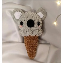 El Yapımı Tığ İşi Dondurma Peluş Oyuncak: Koala Amigurumi Hayvan Oyuncağı 02 - Çok Renkli