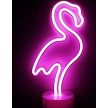 Neon Işıklı Flamingo Masa Gece Lambası Çok Renkli